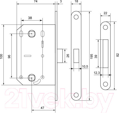 Изображение товара Защелка врезная Lockstyle 410B PVC CP (хром)