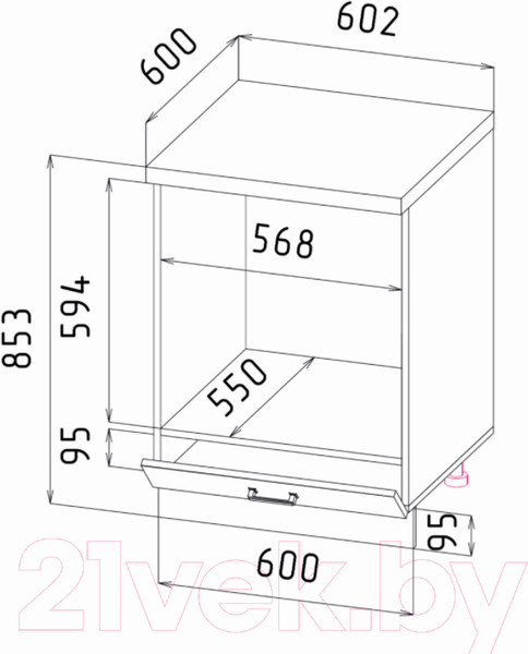 Изображение товара Шкаф под духовку Интерлиния Мила Gloss НШ60д (черный)