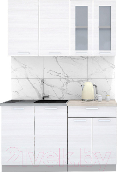 Изображение товара Кухонный гарнитур Интерлиния Мила 14 (вудлайн кремовый/опал светлый)