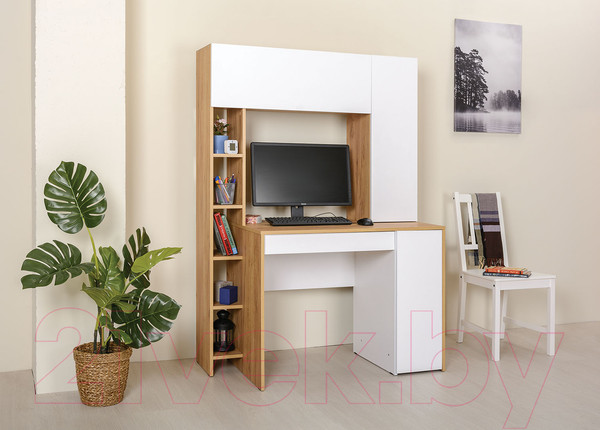 Изображение товара Компьютерный стол Mobi Комфорт 12.71 (дуб золотой craft/белая аляска)