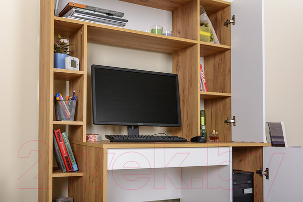 Изображение товара Компьютерный стол Mobi Комфорт 12.71 (дуб золотой craft/белая аляска)