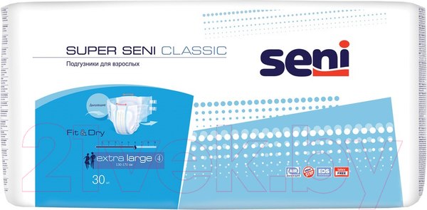 Изображение товара Подгузники для взрослых Seni Super Classic Extra Large (30шт)
