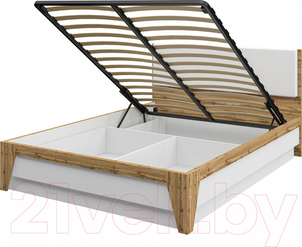 Изображение товара Двуспальная кровать Мебель-Неман Сканди МН-036-20 (дуб вотан/белый)