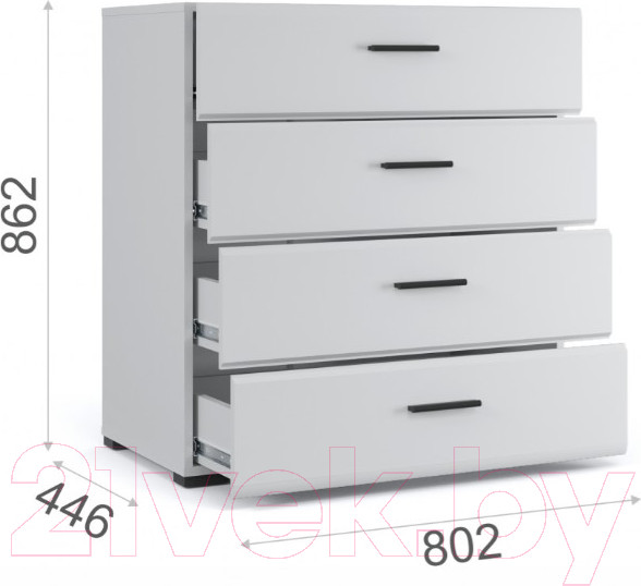 Изображение товара Комод Империал Йорк 4ящ (белый жемчуг/белый глянец)