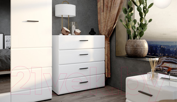 Изображение товара Комод Империал Йорк 4ящ (белый жемчуг/белый глянец)