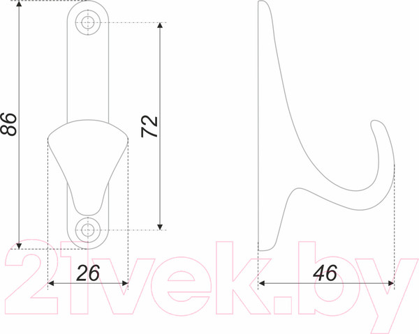 Изображение товара Крючок для одежды Boyard Luis K102BSN.2