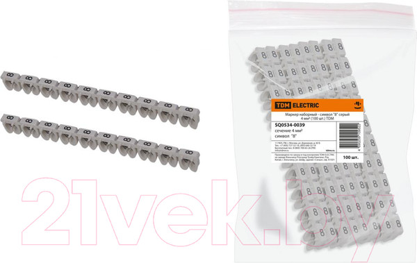 Изображение товара Маркер кабельный TDM SQ0534-0039 (100шт, серый)