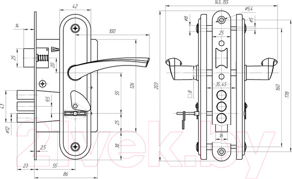 Изображение товара Замок врезной Зенит ЗВ9-4.2 (бриллиант)