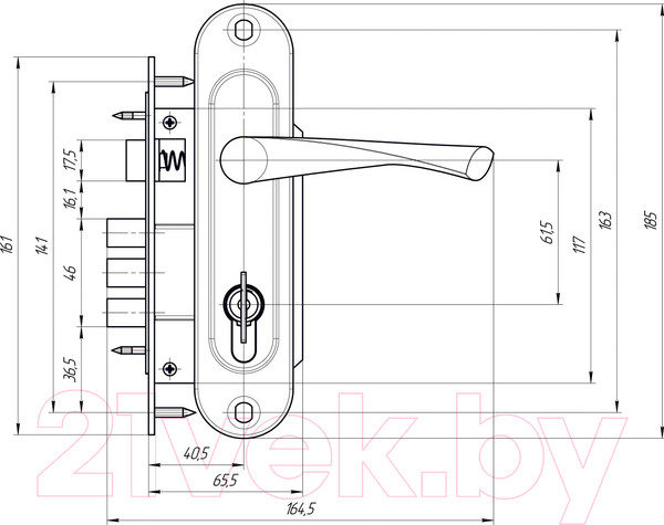 Изображение товара Замок врезной Зенит ЗВ7-60.1 / БП-00010466 (хром)