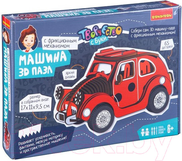 Изображение товара Набор для творчества Bondibon 3D пазл. Машина / ВВ4682 (красный)