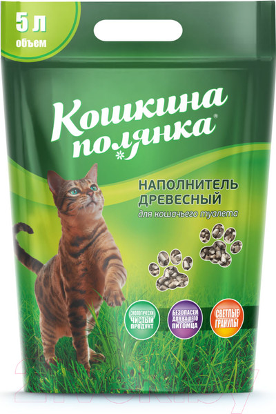 Изображение товара Наполнитель для туалета Кошкина Полянка Древесный / 152 (5л/3кг)