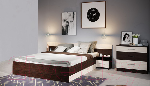 Изображение товара Комплект мебели для спальни Империал Алена (венге/дуб молочный)