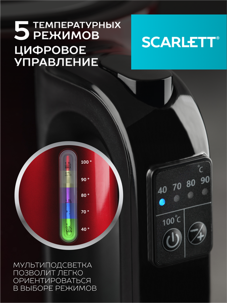Изображение товара Электрочайник Scarlett SC-EK21S77 (красный)