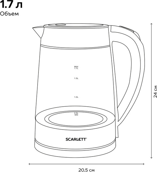 Изображение товара Электрочайник Scarlett SC-EK27G79 (красный)