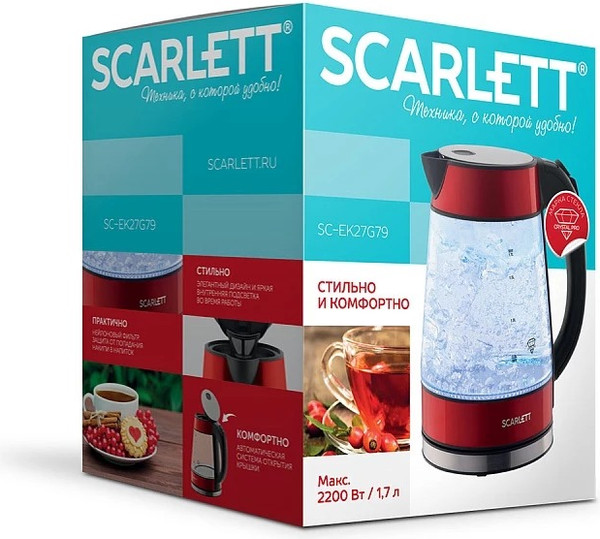 Изображение товара Электрочайник Scarlett SC-EK27G79 (красный)