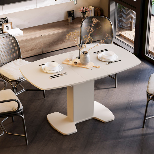 Изображение товара Обеденный стол ТриЯ Портофино СМ(ТД)-105.01.11(1) (бежевый/стекло бежевое матовое Lux)