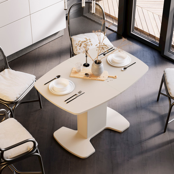 Изображение товара Обеденный стол ТриЯ Портофино СМ(ТД)-105.01.11(1) (бежевый/стекло бежевое матовое Lux)