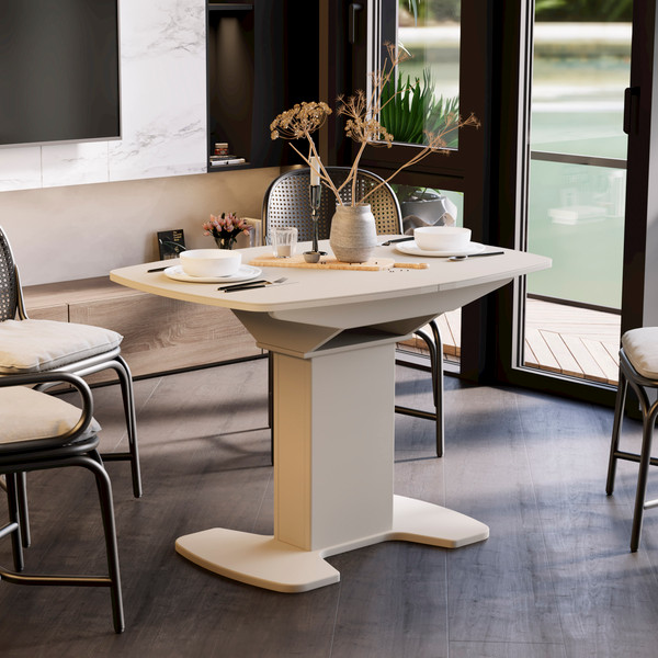 Изображение товара Обеденный стол ТриЯ Портофино СМ(ТД)-105.01.11(1) (бежевый/стекло бежевое матовое Lux)