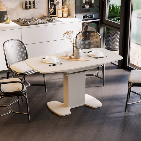 Изображение товара Обеденный стол ТриЯ Портофино СМ(ТД)-105.01.11(1) (бежевый/стекло бежевое матовое Lux)