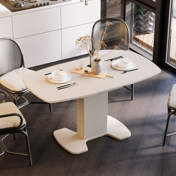 Изображение товара Обеденный стол ТриЯ Портофино СМ(ТД)-105.01.11(1) (бежевый/стекло бежевое матовое Lux)