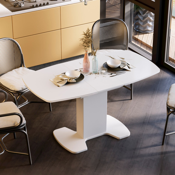 Изображение товара Обеденный стол ТриЯ Портофино СМ(ТД)-105.01.11(1) (белый глянец/стекло белое)
