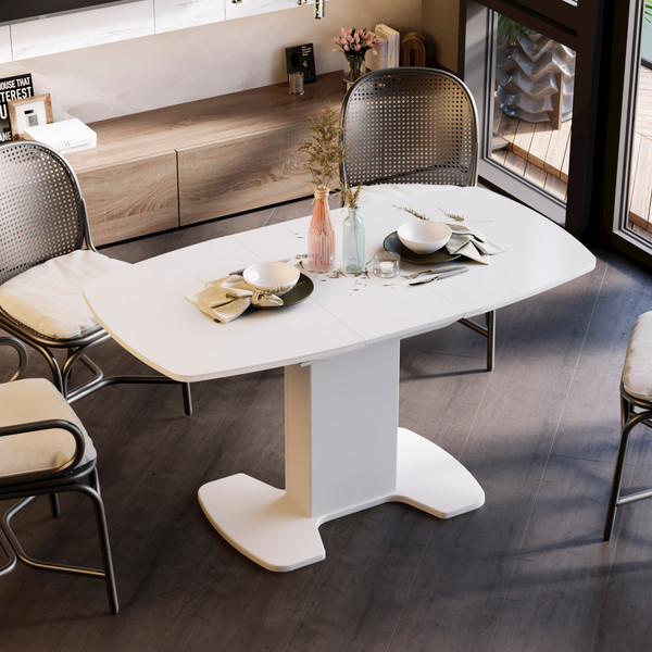 Изображение товара Обеденный стол ТриЯ Портофино СМ(ТД)-105.01.11(1) (белый глянец/стекло белое)