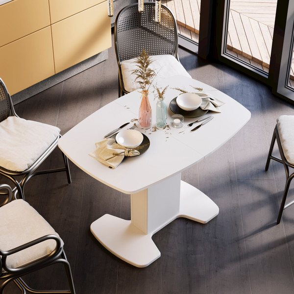 Изображение товара Обеденный стол ТриЯ Портофино СМ(ТД)-105.01.11(1) (белый глянец/стекло белое)