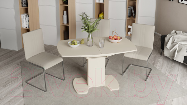 Изображение товара Обеденный стол ТриЯ Портофино СМ(ТД)-105.02.11(1) (бежевый/стекло бежевое матовое Lux)