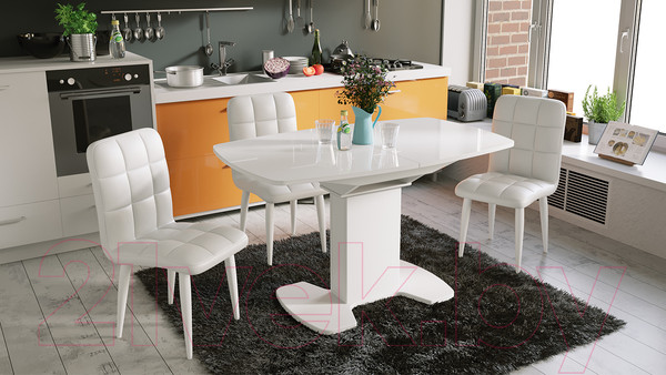 Изображение товара Обеденный стол ТриЯ Портофино СМ(ТД)-105.02.11(1) (белый глянец/стекло белое)