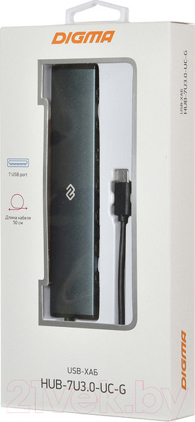 Изображение товара USB-хаб Digma HUB-7U3.0С-UC-G (серый)