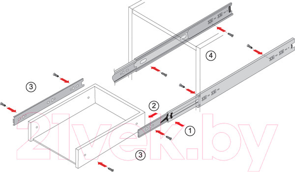 Изображение товара Комплект направляющих мебельных Boyard DB4501Zn/250