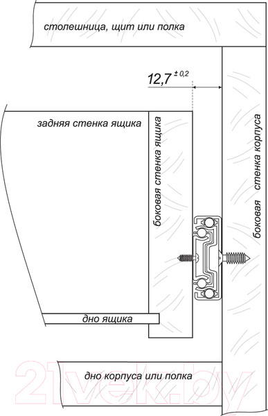 Изображение товара Комплект направляющих мебельных Boyard Push DB4515Zn/400