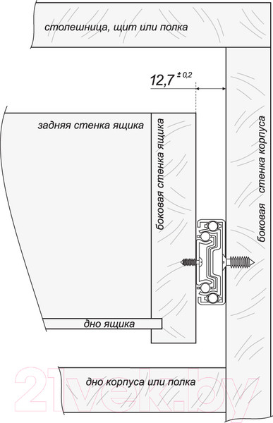 Изображение товара Комплект направляющих мебельных Boyard Push DB4515Zn/350