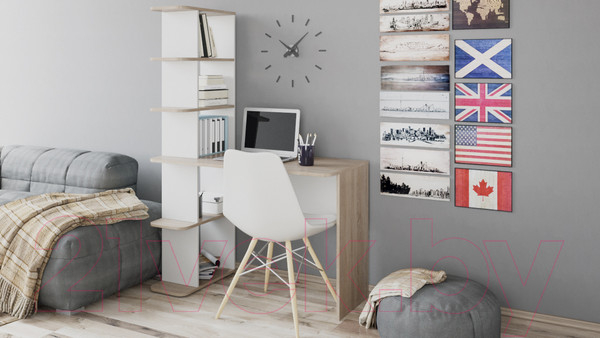 Изображение товара Письменный стол ТриЯ Тип 4 (дуб сонома/белый ясень)