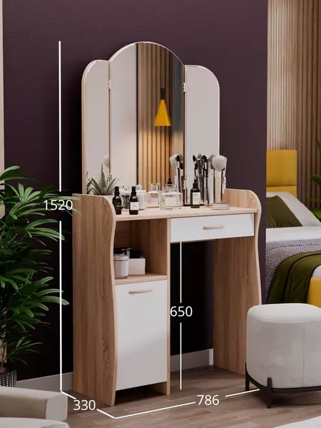 Изображение товара Туалетный столик ТриЯ София Т1 (дуб сонома/белый)