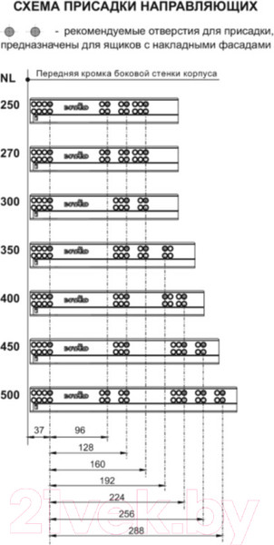Изображение товара Комплект направляющих мебельных Boyard Push DB8886Zn/300