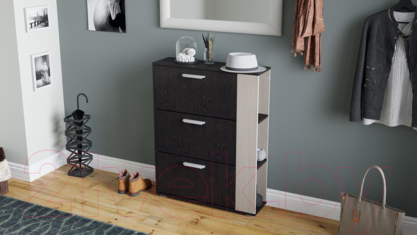 Изображение товара Тумба для обуви ТриЯ Эрика тип 1 (венге цаво/дуб молочный)