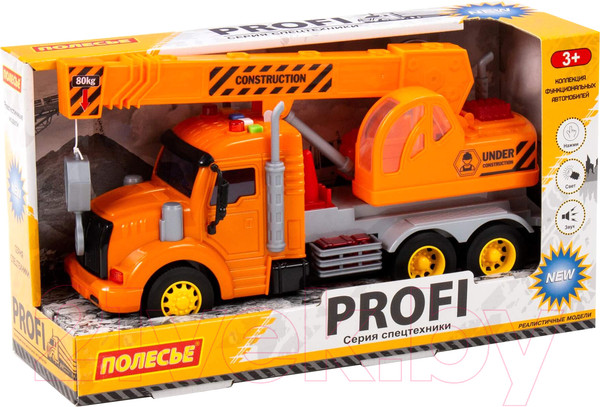 Изображение товара Кран игрушечный Полесье Профи со светом и звуком / 86617 (инерционный, оранжевый)