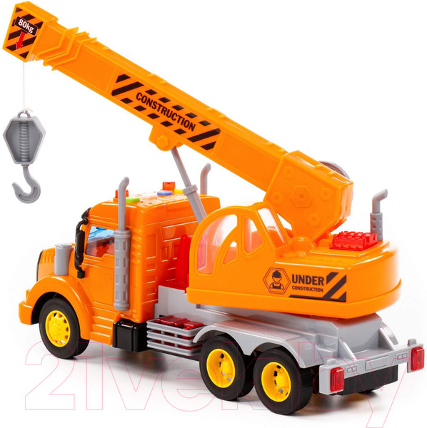 Изображение товара Кран игрушечный Полесье Профи со светом и звуком / 86617 (инерционный, оранжевый)