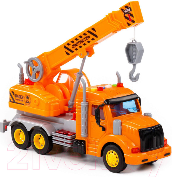 Изображение товара Кран игрушечный Полесье Профи со светом и звуком / 86617 (инерционный, оранжевый)