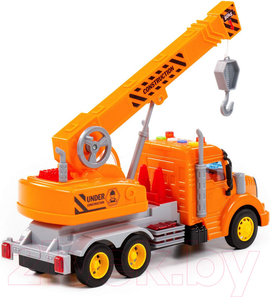 Изображение товара Кран игрушечный Полесье Профи со светом и звуком / 86617 (инерционный, оранжевый)