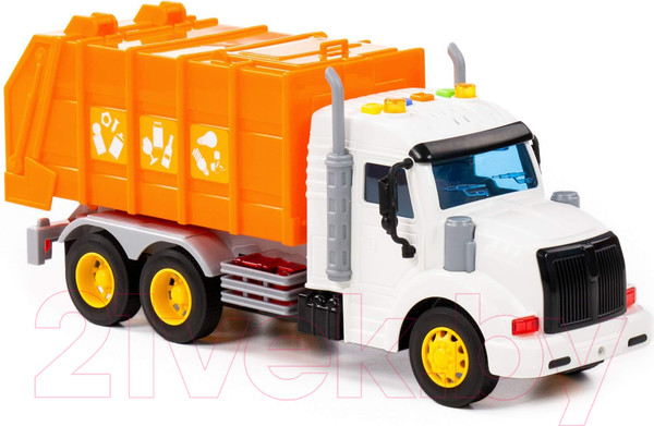 Изображение товара Автомобиль игрушечный Полесье Профи. Коммунальный со звуком и светом / 86501 (инерционный, оранжевый)