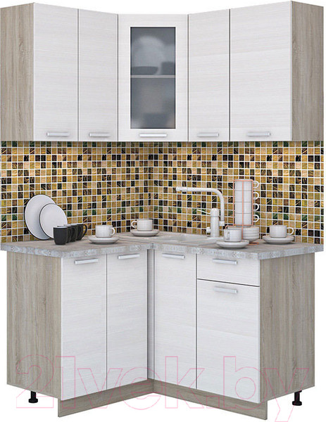 Изображение товара Кухонный гарнитур Интерлиния Мила 12x13 (вудлайн кремовый/опал светлый)