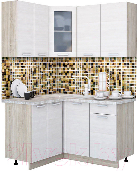 Изображение товара Кухонный гарнитур Интерлиния Мила 12x14 (вудлайн кремовый/опал светлый)