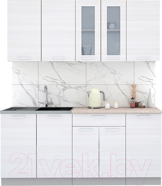 Изображение товара Кухонный гарнитур Интерлиния Мила 18 (вудлайн кремовый/опал светлый)