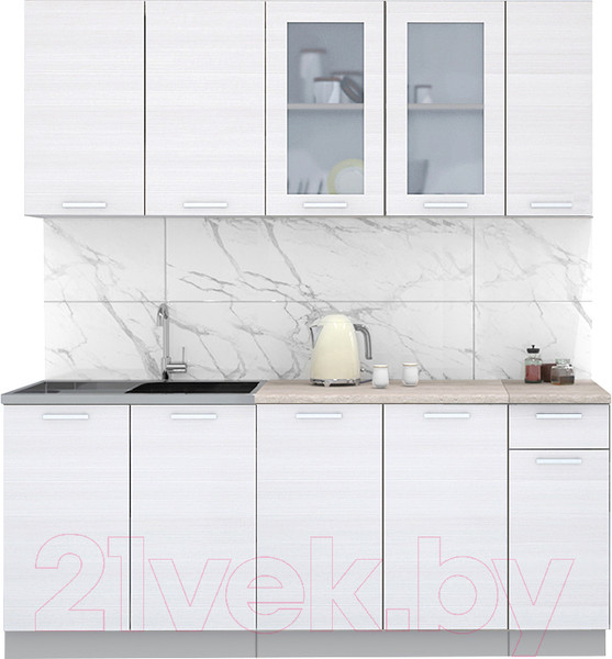 Изображение товара Кухонный гарнитур Интерлиния Мила 19 (вудлайн кремовый/опал светлый)