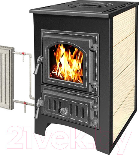 Изображение товара Печь-камин Везувий ПК-01 (270) с плитой и теплообменником (бежевый)