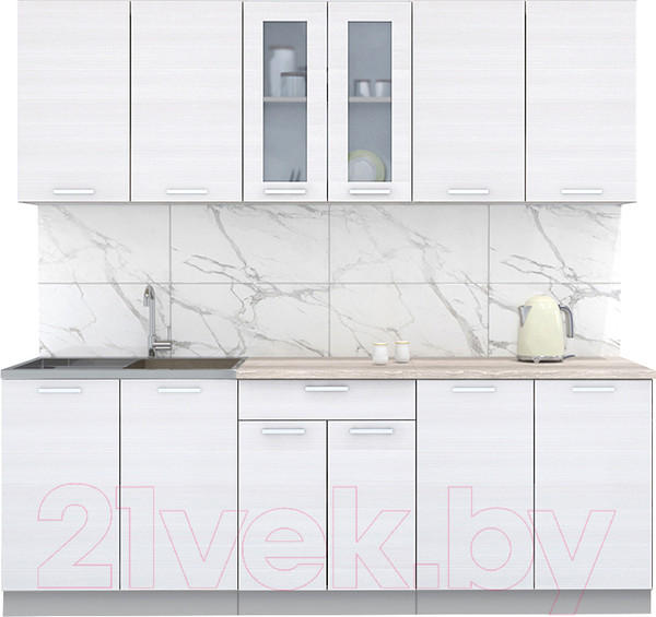 Изображение товара Кухонный гарнитур Интерлиния Мила 22 (вудлайн кремовый/опал светлый)