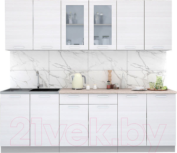 Изображение товара Кухонный гарнитур Интерлиния Мила 24 (вудлайн кремовый/опал светлый)