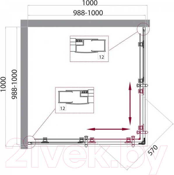 Изображение товара Душевой уголок BelBagno UNO-195-A-2-100-C-Cr